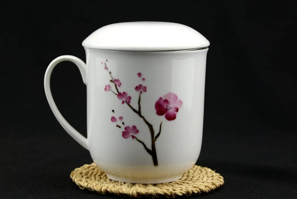 Sakura porcelain mug with filter