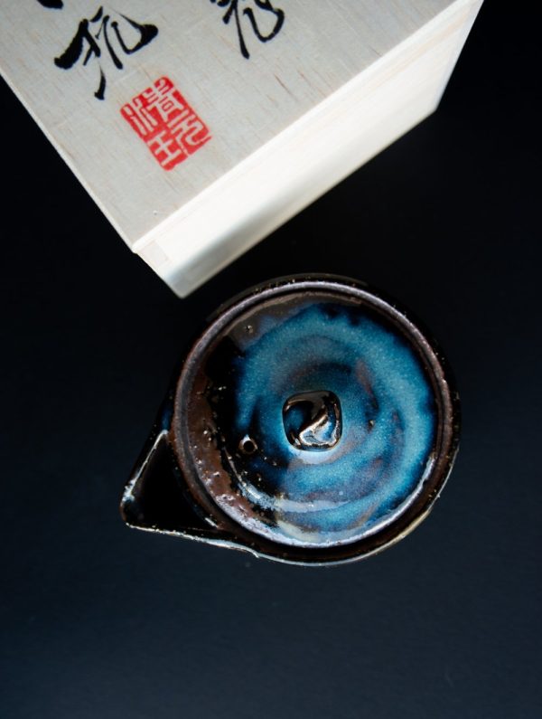Yamane Seigan Blue Hagi ware Houhin teiera giapponese artigianale
