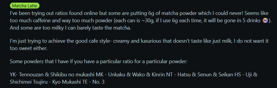 Matcha Latte reddit